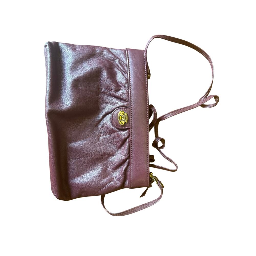 VINTAGE ETIENNE AIGNER OXBLOOD BURGUNDY LEATHER HANDBAG PURSE BRASS HARDWARE - Picture 3 of 5